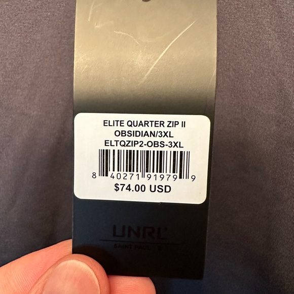 NWT UNRL Elite Quarter Zip II Pullover Men's 3XL Obsidian Gray Branded - Picture 2 of 13
